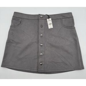 New w/ Tags EXPRESS Grey Button Front Stretch Mini Skirt Gray Women's NWT Sz 10